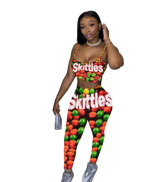 Skittles Candy Booty Two Piece Set Women Top