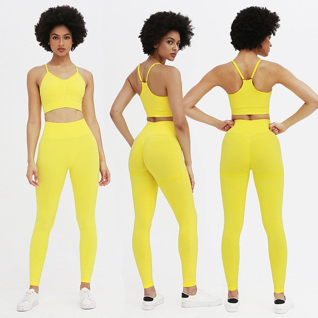 2 Piece Seamless Yoga Set Solid High Waisted