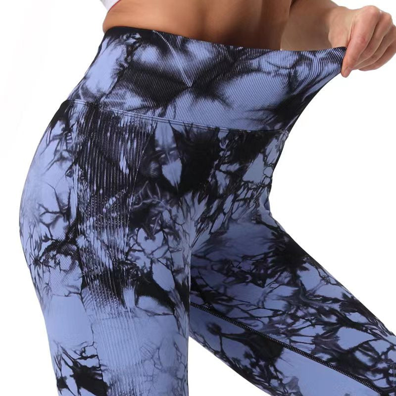 Fashion Tie Dye Printed Leggings High Waist Hip Lifting Tight Fitness