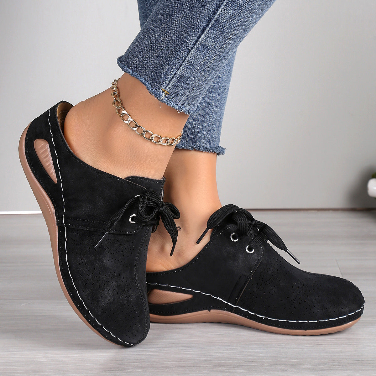 Summer Baotou Lace-up Slippers Outdoor Hollow Out Wedges