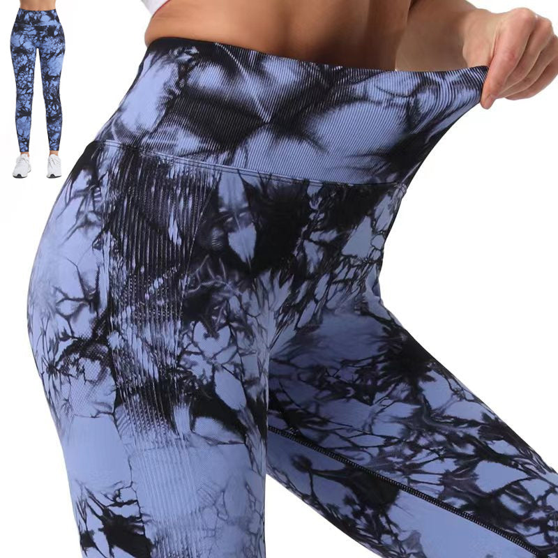 Fashion Tie Dye Printed Leggings High Waist Hip Lifting Tight Fitness