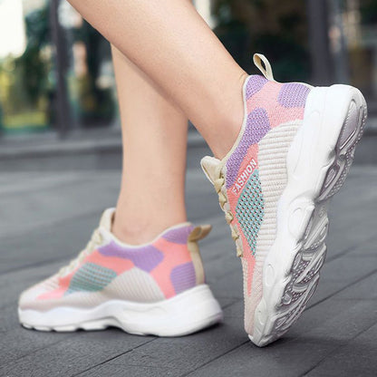 Casual Colorblock Lace-up Sneakers Women Running Shoes