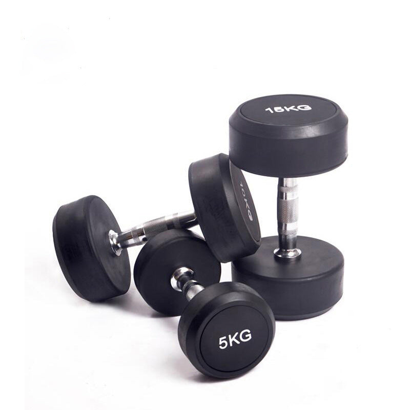 Cast Iron Rubberized Round Head Fitness Dumbbells