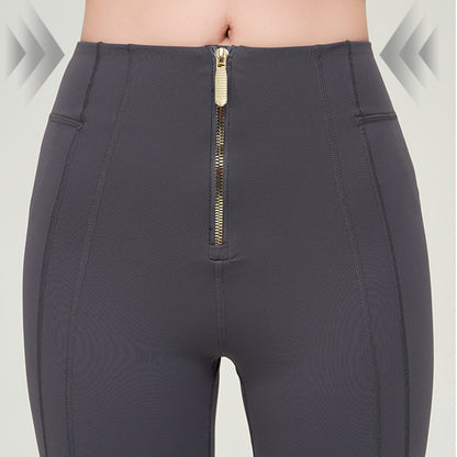 High Waist Zipper Bell-bottom Trousers For Women Slimming Butt