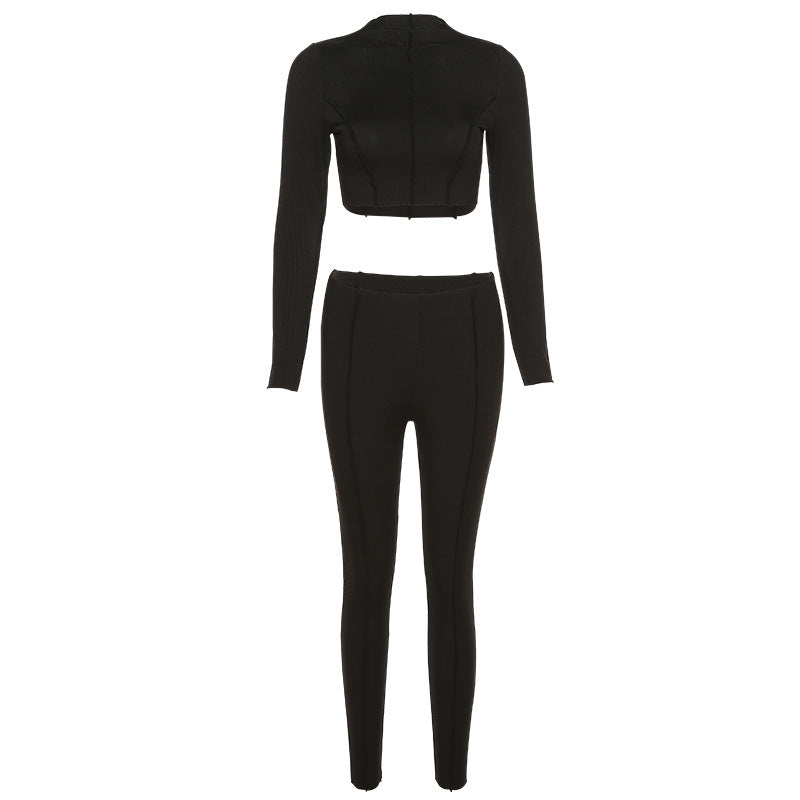 Reverse Wear Design Sense High Waist Slim Sports Suit