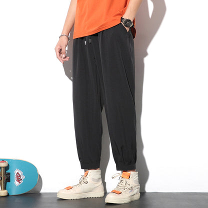 Drawstring Pants Summer Ice Slik Jogger Hiking Sports Pants Men