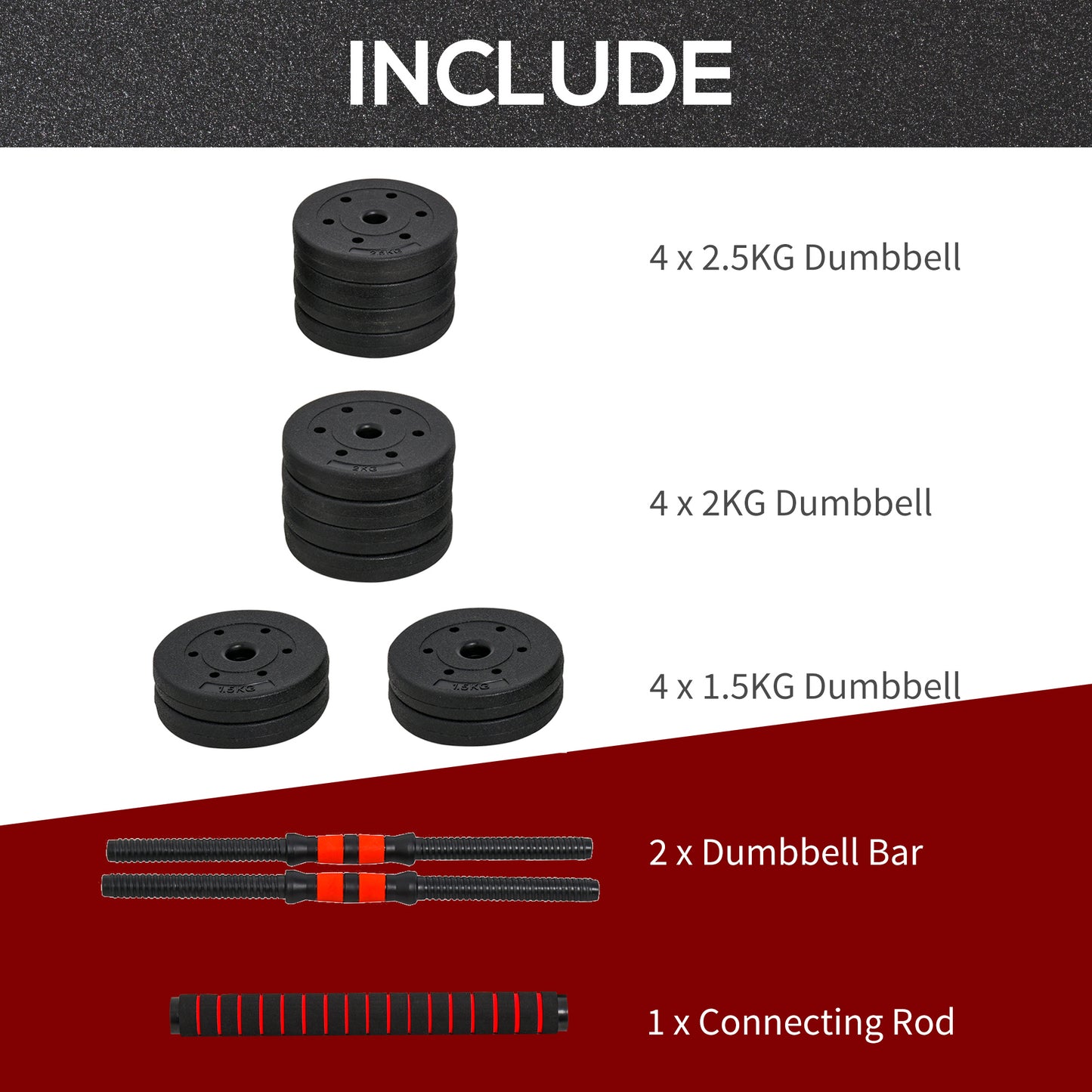 25kg 2 IN 1 Adjustable Dumbbells Weight Set