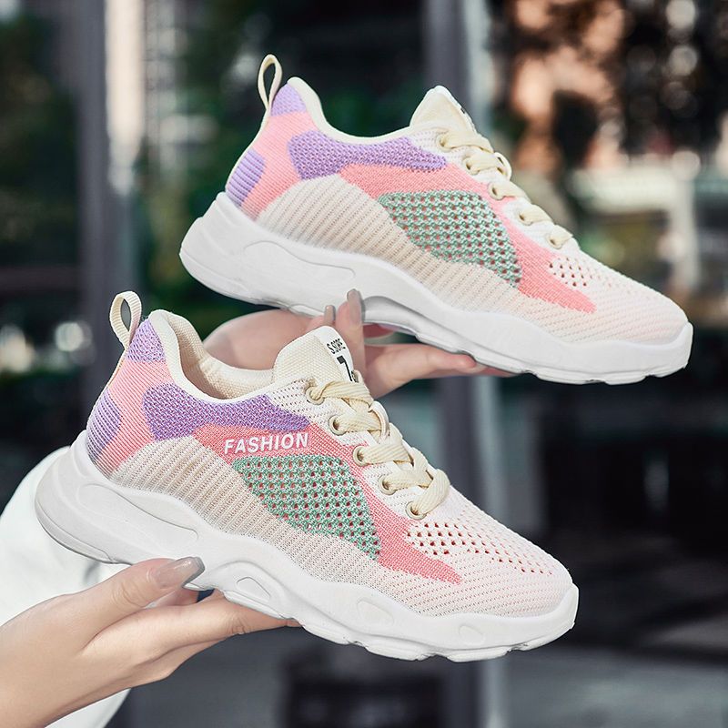 Casual Colorblock Lace-up Sneakers Women Running Shoes