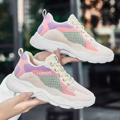 Casual Colorblock Lace-up Sneakers Women Running Shoes