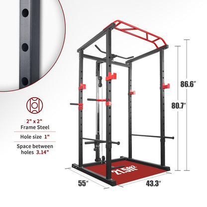 Multi-functional Power Cage Home Adjustable Pullup Squat