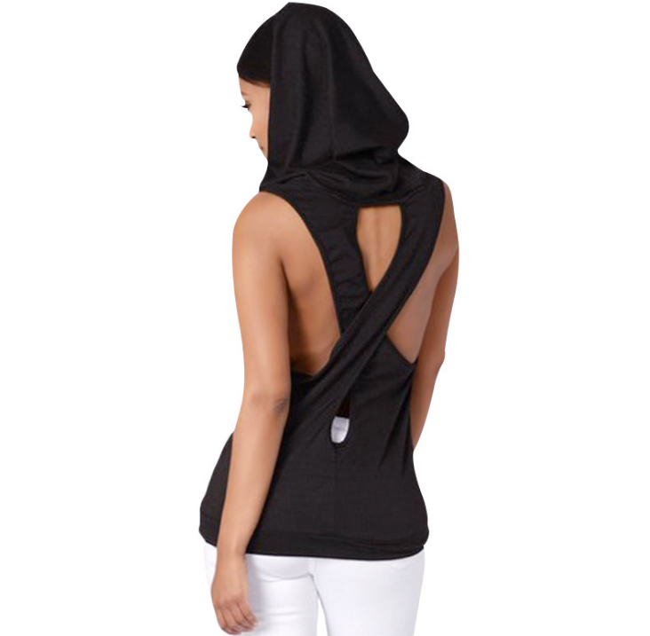 Fitness Backless Cross Sport T Shirt Women Breathable Sleeveless Yoga