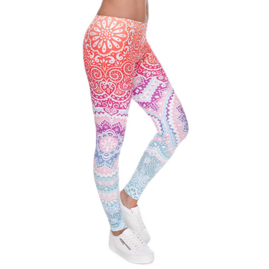 Printed thin pencil feet pants stretch big ladies yoga pants leggings