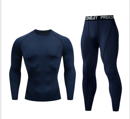 Fitness suit men's gym sports tights long-sleeved trousers