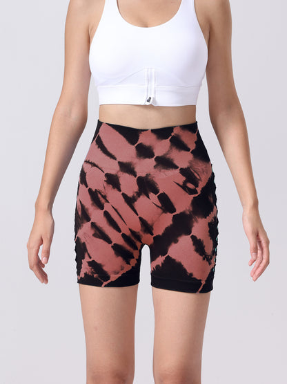 Women's Tie-dye Side Bow Hollow High Waist Hip Lifting Sports Fitness