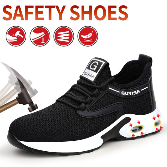 Black Sneakers Men Work Safety Shoes Lightweight For Gym