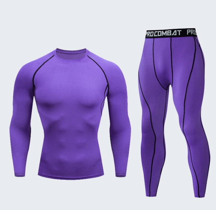 Fitness suit men's gym sports tights long-sleeved trousers