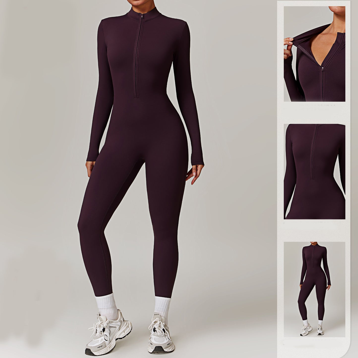 Warm Zipper Long-sleeved Jumpsuit Yoga Fitness Sports