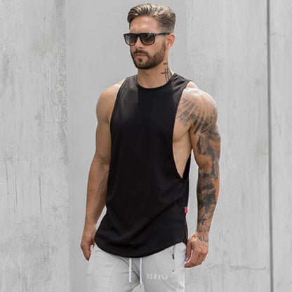 Men Long Tank Muscle Workout T-Shirt  Bodybuilding Gym Tops