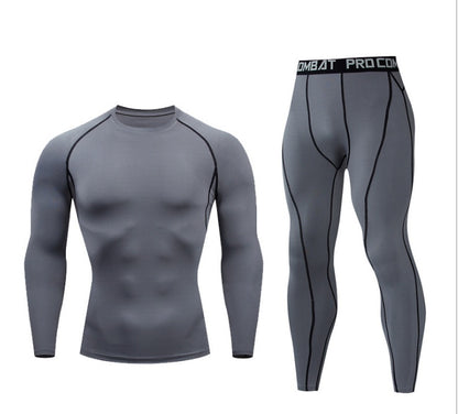 Fitness suit men's gym sports tights long-sleeved trousers