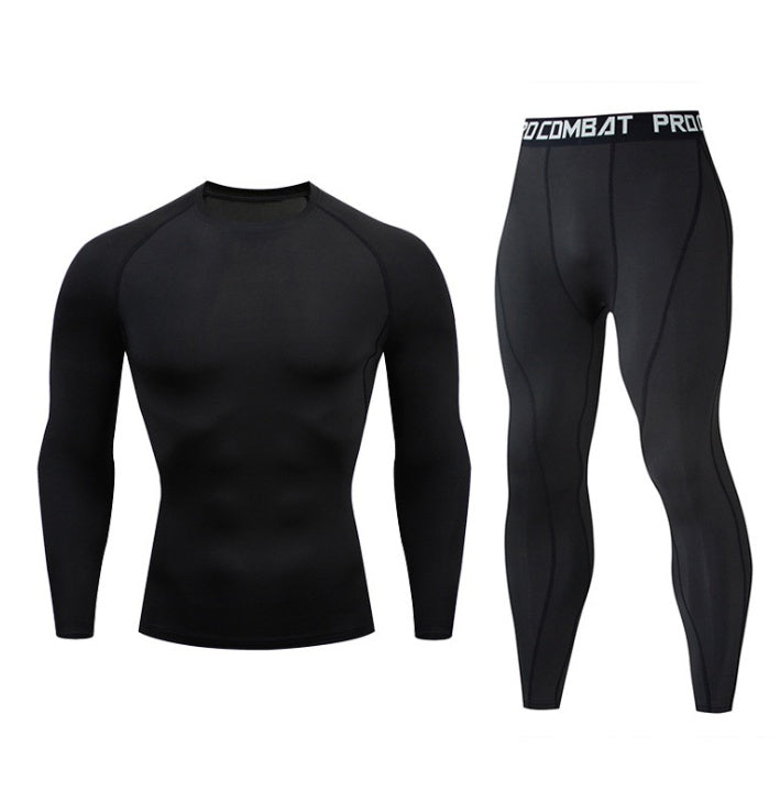 Fitness suit men's gym sports tights long-sleeved trousers