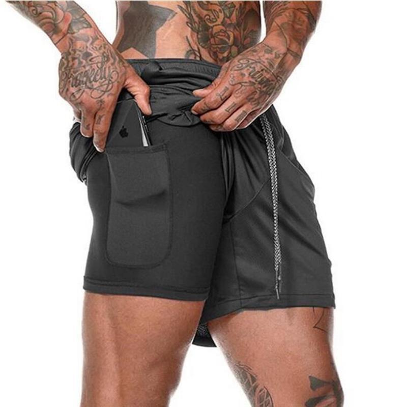 Running Shorts Men 2 In 1 Double-deck Quick Dry GYM Sport Shorts Fitness