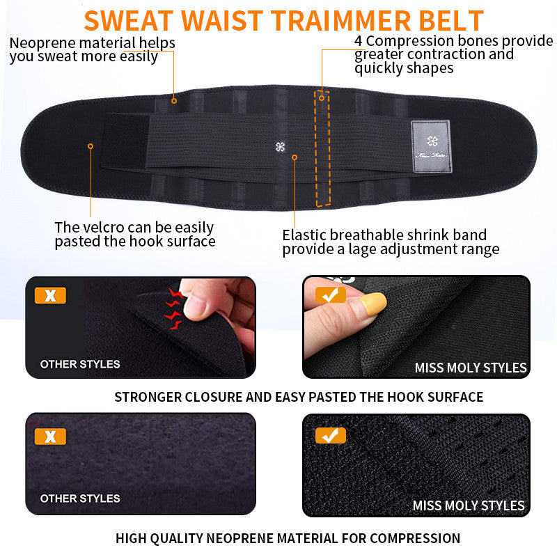 Rubber Support Abdomen Belt Fitness Sports Sweat Burst Belt