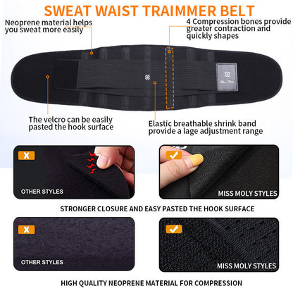 Rubber Support Abdomen Belt Fitness Sports Sweat Burst Belt