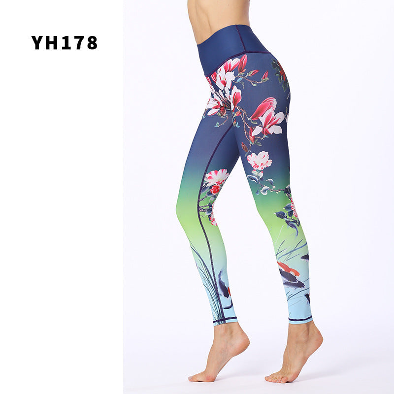 Printed Yoga Pants Women's Stretch Sports Fitness Pants