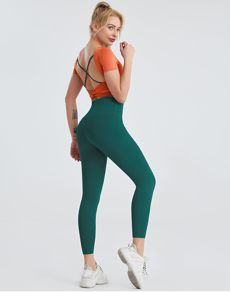 Yoga Wear Women's Nude Sexy Beauty Back Fitness