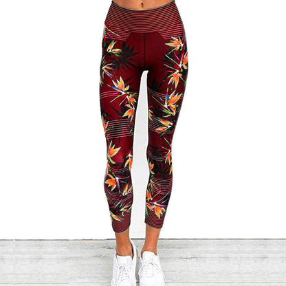 Yoga Pants Women's Fitness Sport Leggings Stripe Printing Elastic Gym