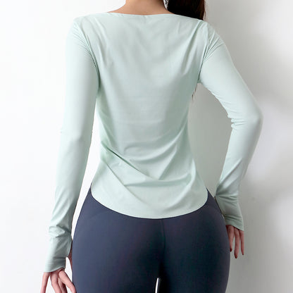 Gym Smock Sportswear Women'S Tight-Fitting Long-Sleeved