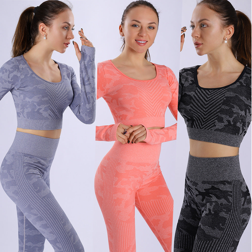 Cross-Border Autumn And Winter New Camouflage Knitted Fitness