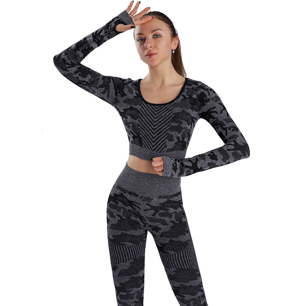 Cross-Border Autumn And Winter New Camouflage Knitted Fitness