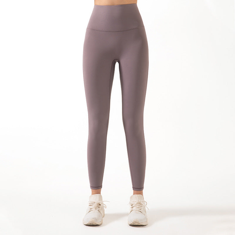 Fitness Yoga Pants High Waist Waistline Stitching Thin Peach Sports Tights