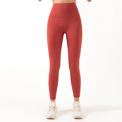 Fitness Yoga Pants High Waist Waistline Stitching Thin Peach Sports Tights