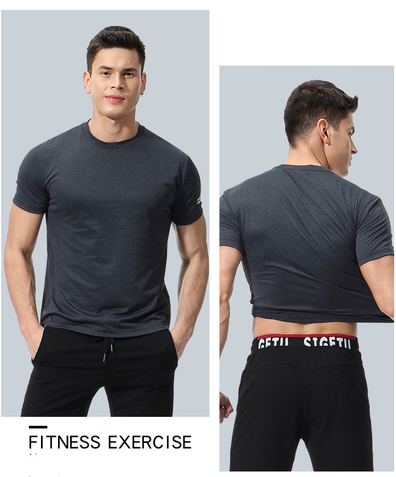 Men's Loose Large Size Quick-drying T-shirt Round Neck Stretch Fitness Clothing