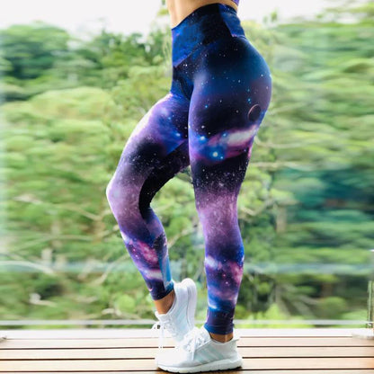 Fitness High Elastic Sports Leggings Training Abstract Ink Pattern