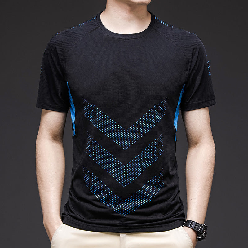 Ice Silk Short Sleeve Summer Running Men''s Elastic