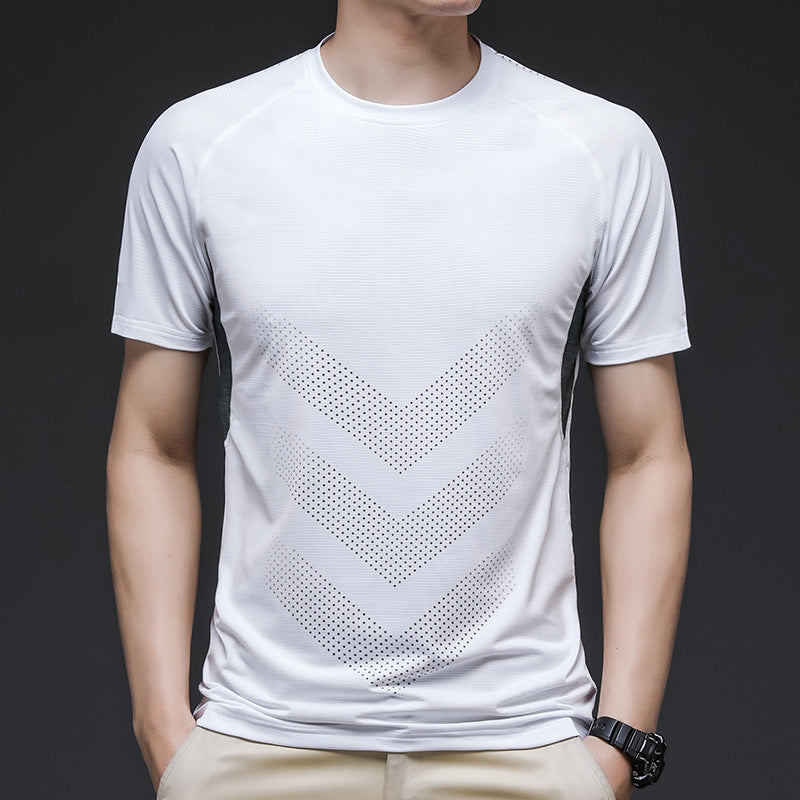 Ice Silk Short Sleeve Summer Running Men''s Elastic