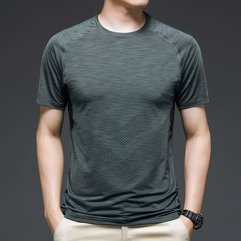 Ice Silk Short Sleeve Summer Running Men''s Elastic