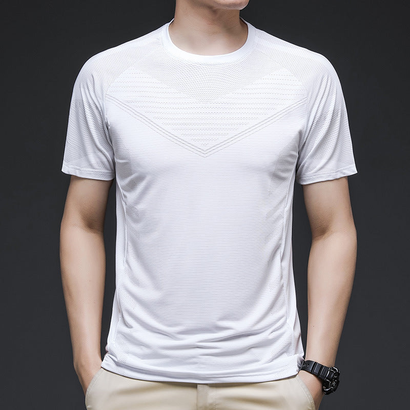 Ice Silk Short Sleeve Summer Running Men''s Elastic