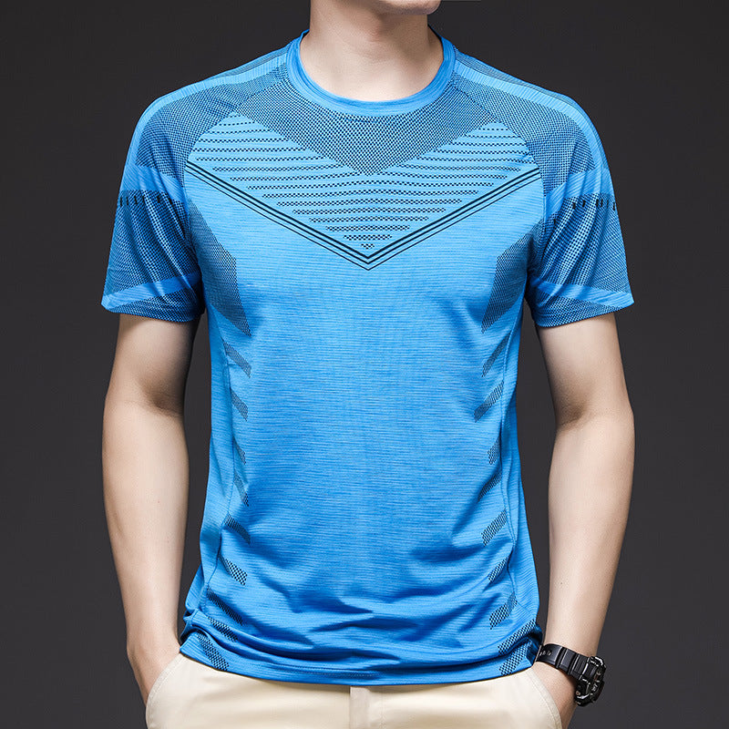 Ice Silk Short Sleeve Summer Running Men''s Elastic