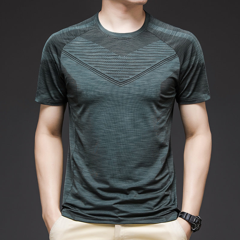 Ice Silk Short Sleeve Summer Running Men''s Elastic