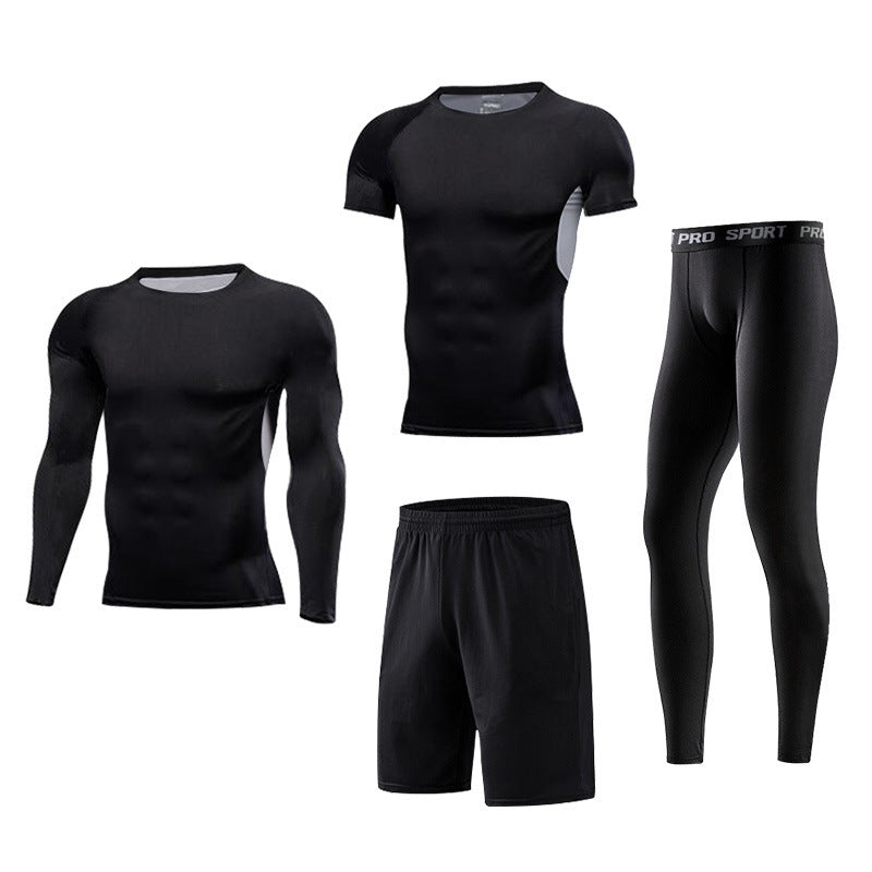 Spot Fitness Clothing Men's Suit Clothes Basketball Fallwinter Short-Sleeved Tights Vest