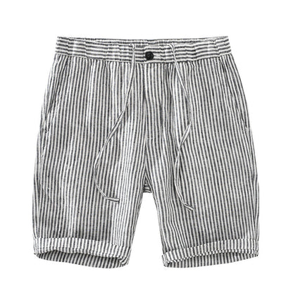 Men's Striped Straight Linen Leisure Shorts