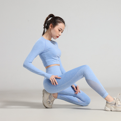 Women's Yoga Wear Set Long Sleeve   Pants Sports Wear