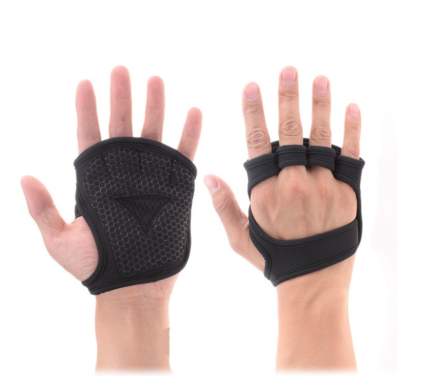 Black Breathable Weightlifting Sports Gym Half Finger Protector Gloves