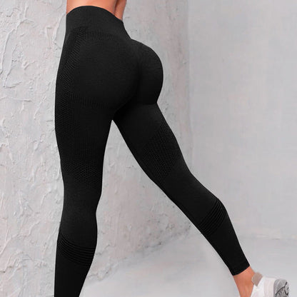 High Waist Seamless Yoga Pants Women's Solid Color Dot Striped