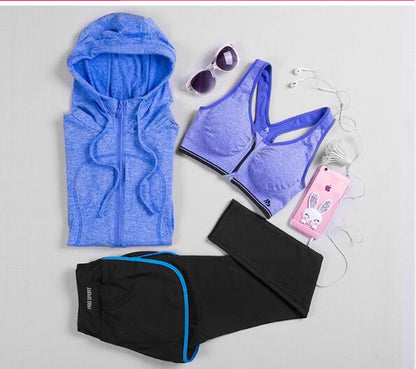 Yoga clothing three-piece women's sports fitness cardigan