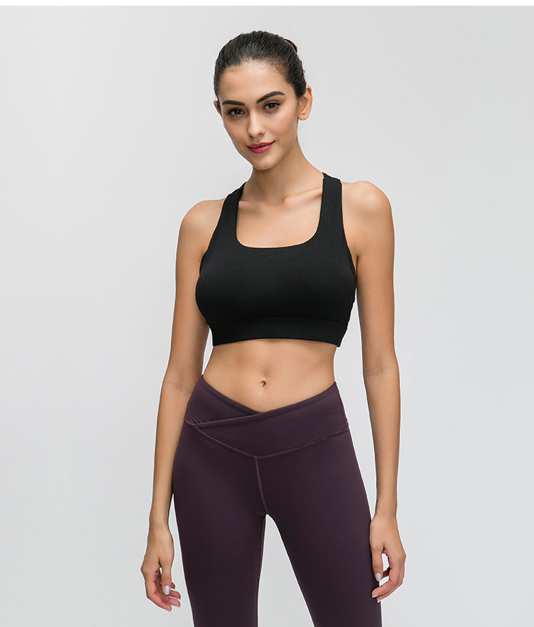 Contrast-panel sports bra